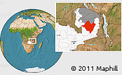 Satellite Location Map of Mpika, highlighted country, highlighted parent region