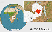 Satellite Location Map of Mpika, highlighted country