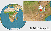 Satellite Location Map of Mpika, highlighted parent region, within the entire country