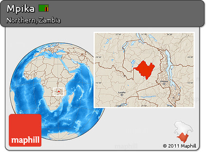 Shaded Relief Location Map of Mpika