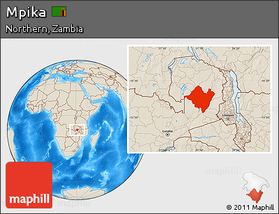 Shaded Relief Location Map of Mpika