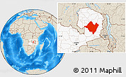Shaded Relief Location Map of Mpika, highlighted country