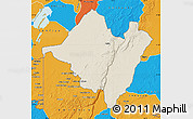 Shaded Relief Map of Mpika, political outside