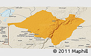 Political Panoramic Map of Mpika, shaded relief outside