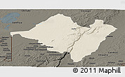 Shaded Relief Panoramic Map of Mpika, darken