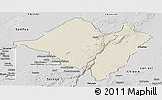 Shaded Relief Panoramic Map of Mpika, desaturated