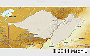 Shaded Relief Panoramic Map of Mpika, physical outside