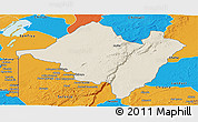 Shaded Relief Panoramic Map of Mpika, political outside