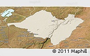 Shaded Relief Panoramic Map of Mpika, satellite outside