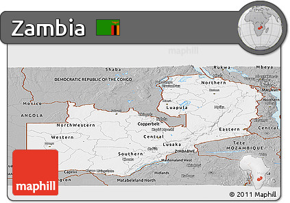 Gray Panoramic Map of Zambia