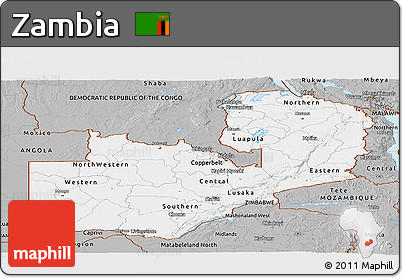 Gray Panoramic Map of Zambia