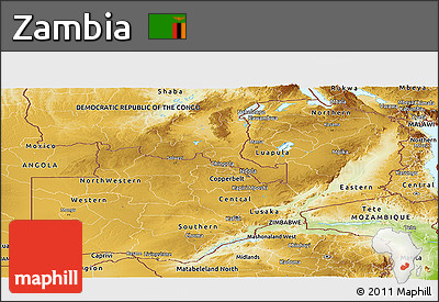 Physical Panoramic Map of Zambia