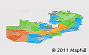 Political Panoramic Map of Zambia, cropped outside