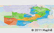 Political Panoramic Map of Zambia, lighten