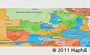 Political Panoramic Map of Zambia, political shades outside