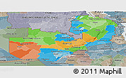 Political Panoramic Map of Zambia, semi-desaturated