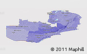 Political Shades Panoramic Map of Zambia, cropped outside