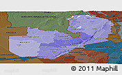 Political Shades Panoramic Map of Zambia, darken