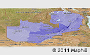 Political Shades Panoramic Map of Zambia, satellite outside