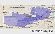 Political Shades Panoramic Map of Zambia, shaded relief outside