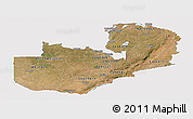 Satellite Panoramic Map of Zambia, cropped outside