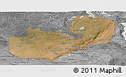 Satellite Panoramic Map of Zambia, desaturated