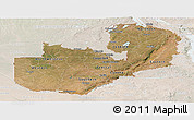 Satellite Panoramic Map of Zambia, lighten