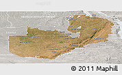 Satellite Panoramic Map of Zambia, lighten, semi-desaturated