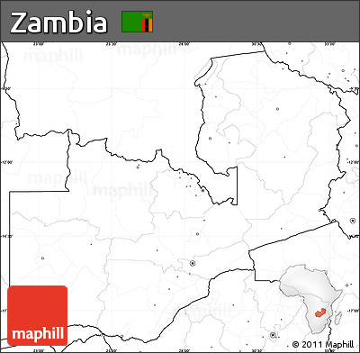 Blank Simple Map of Zambia, no labels