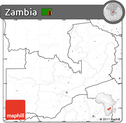 Blank Simple Map of Zambia, no labels