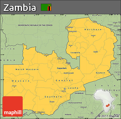 Savanna Style Simple Map of Zambia