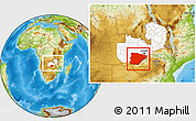 Physical Location Map of Southern, highlighted country, within the entire country