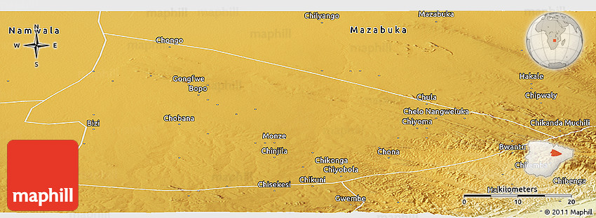 Physical Panoramic Map of Monze
