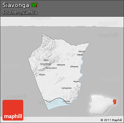 Gray 3D Map of Siavonga, single color outside