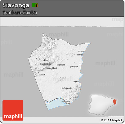 Gray 3D Map of Siavonga, single color outside