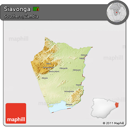 Physical 3D Map of Siavonga, cropped outside