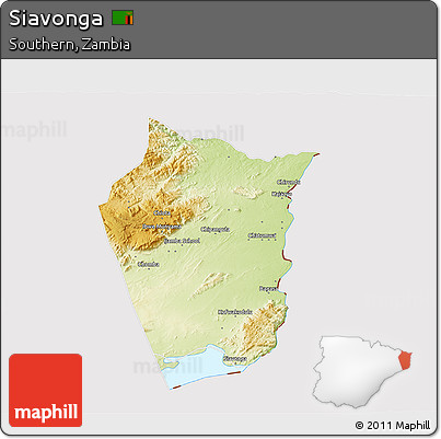 Physical 3D Map of Siavonga, cropped outside