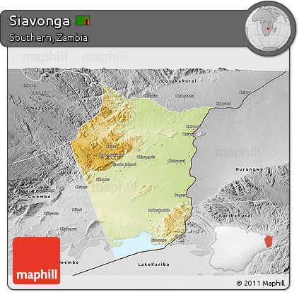 Physical 3D Map of Siavonga, desaturated
