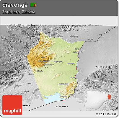 Physical 3D Map of Siavonga, desaturated
