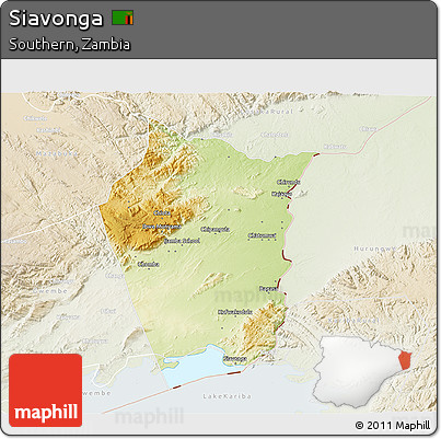 Physical 3D Map of Siavonga, lighten