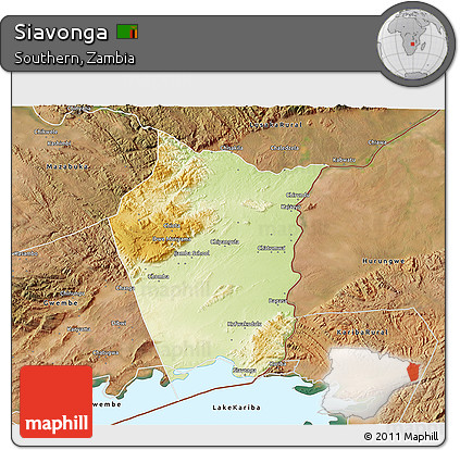 Physical 3D Map of Siavonga, satellite outside