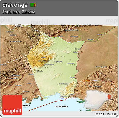 Physical 3D Map of Siavonga, satellite outside