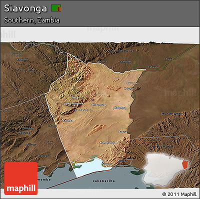 Satellite 3D Map of Siavonga, darken