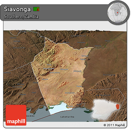 Satellite 3D Map of Siavonga, darken