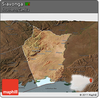Satellite 3D Map of Siavonga, darken