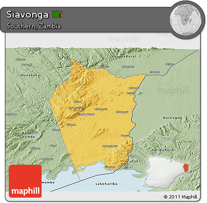 Savanna Style 3D Map of Siavonga