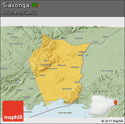 Savanna Style 3D Map of Siavonga