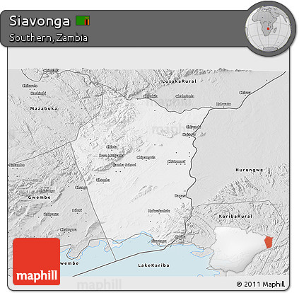 Silver Style 3D Map of Siavonga