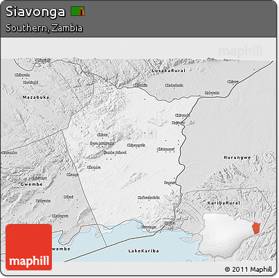 Silver Style 3D Map of Siavonga