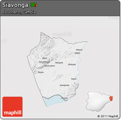 Silver Style 3D Map of Siavonga, single color outside
